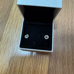 Pandora Elegant Pave Diamond and silver  Stud Earrings